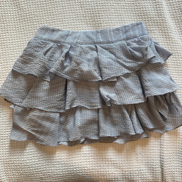 Derek Lam 10 Crosby Blue ruffled mini skirt silk size 0, girly layered spring - Picture 6 of 9